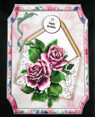 Pink Roses in an envelope by Linda Short