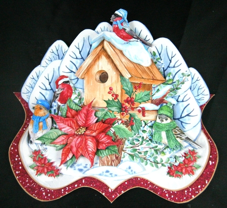 Christmas Birds Bracket Card Kit-3 by Linda Short