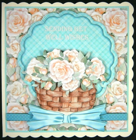 3 Yellow rose in basket card front/toppers by Linda Short