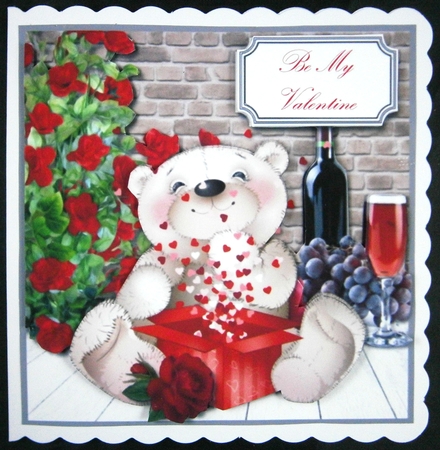 Cute Bear romantic card topper by Linda Short