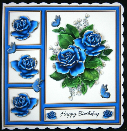 Lovely Blue Roses Birthday Topper by Linda Short
