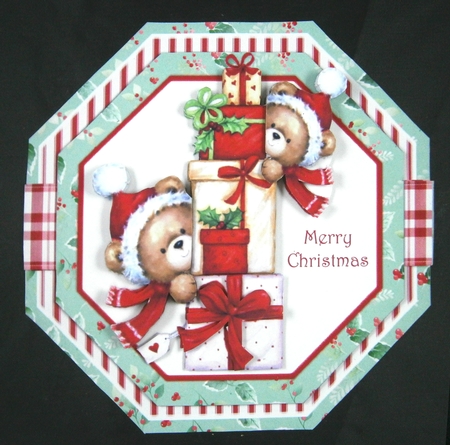 Octagon Christmas Teddies by Linda Short