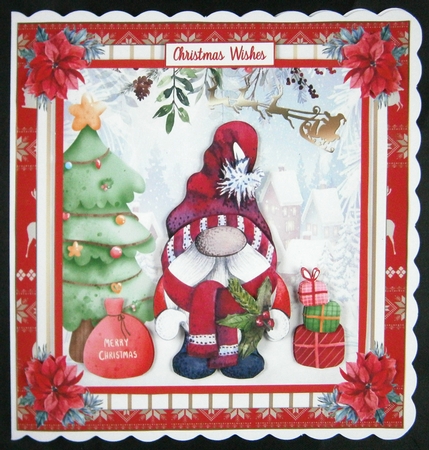 Christmas Gnome Scene Decoupage Topper 1 by Linda Short