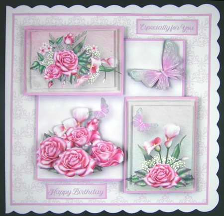 Pink Roses - Stacked Layers Card Mini Kit by Linda Short