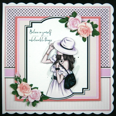 7x7 Believe in yourself Card Front with sentiments by Linda Short