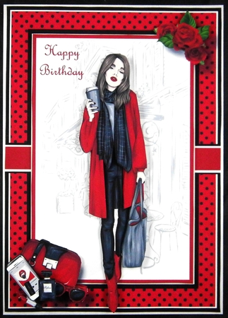 A5 Everything a girl wants Card Front with topper and sentiment by Linda Short
