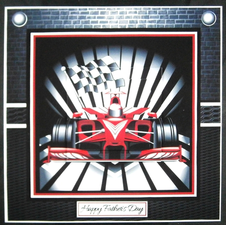 8x8 Formula 1 Winner Card Front with square Pyramage & Happy Fathers Day Sentiment  by Linda Short
