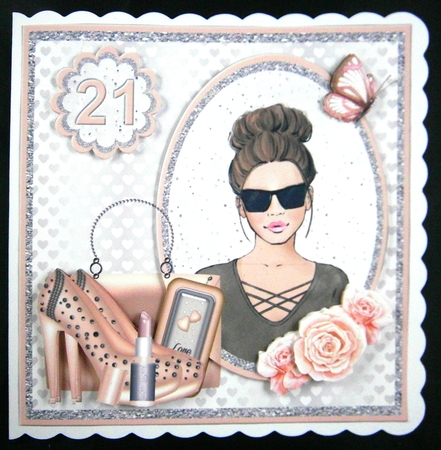 Glam lady card decoupage mini kit by Linda Short