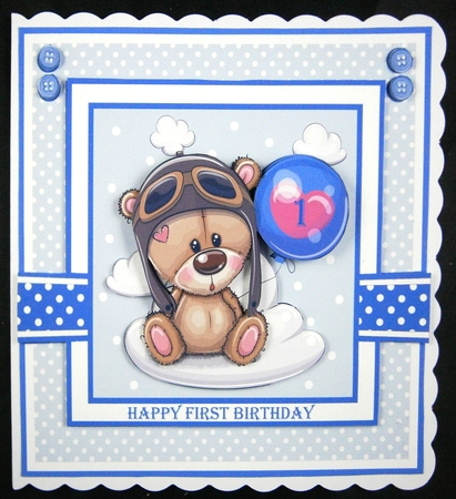 8x8 Cute Teddy Blue Mini Kit - x6 A4 Sheets  by Linda Short