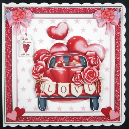 Romantic In Love Decoupage 7x7ins Topper 1 by Linda Short