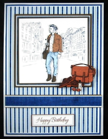 A5 Forever Young Lt Blue Card Front with sentiments and Topper  by Linda Short