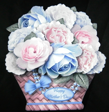 Pink and Blue Posy - Basket of Flowers Card Mini Kit by Linda Short