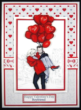 A5 Just you and Me Valentine Card Front with Topper and sentiments  by Linda Short