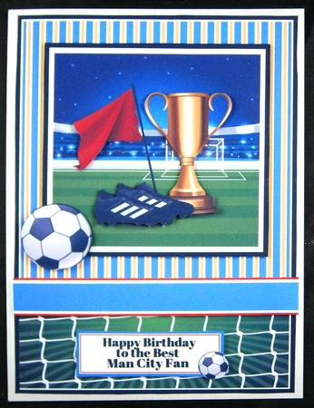A5 Manchester City Premier League Card Front Topper and sentiments  by Linda Short