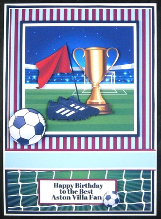 A5 Aston Villa Premier League Card Front Topper and sentiments  by Linda Short
