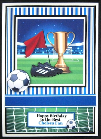 A5 Chelsea Premier League Card Front Topper and sentiments by Linda Short