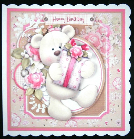 Bear with gift 6x6 by Linda Short