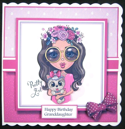 8x8 Pretty Girl Card Front  by Linda Short