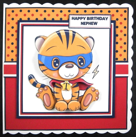8x8 Tiger Super Hero Decoupage Mini Kit - x4 A4 sheets  by Linda Short