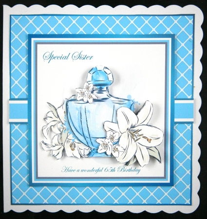 8x8 Perfume & Lillies Card Front, Gift Tag & Sentiments  by Linda Short