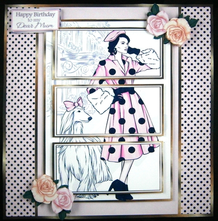 8x8 Pretty Pink Polka Dot Triple Panel Mini Kit - x5 A4 sheets  by Linda Short