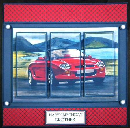 8x8 Red MG Sports Car Triple Panel Mini Kit - x4 A4 sheets  by Linda Short