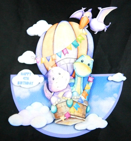 FLYING DINOSAURS rocker card by Linda Short