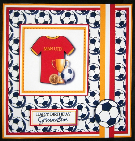 7x7 Man Utd Card Front, Topper & Decoupage with Sentiments by Linda Short