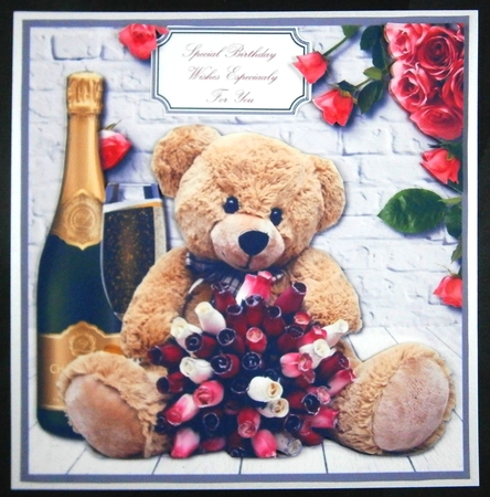 Teddy card topper, Mothers Day, Valentines Day or Birthday by Linda Short
