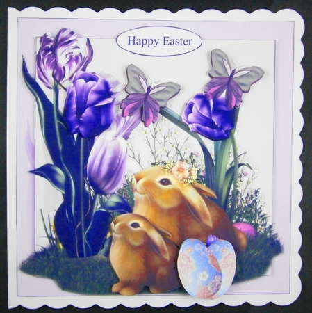Spring Flowers and Bunnies Topper with Decoupage by Linda Short