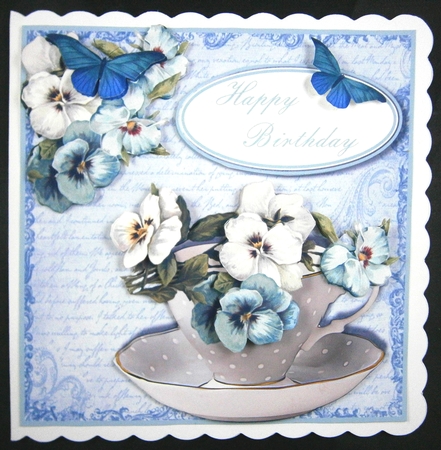 Floral Teacup Card Quick Card Sheet by Linda Short