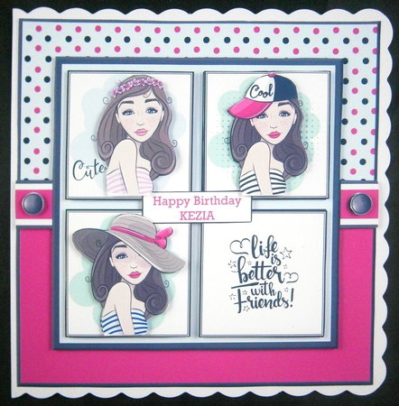 8X8 Best Friends Card Front with Tag & Sentiments  by Linda Short
