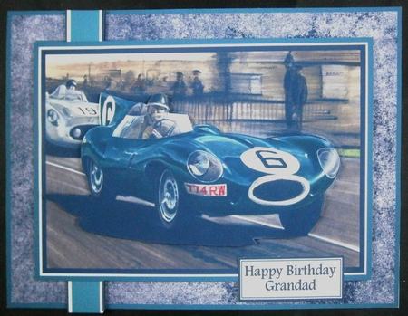 A5 Racing Car No. 6 Green Card Front, Topper & Sentiments  by Linda Short