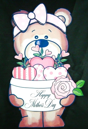 Hearts Teddy Bear Mothers Day Shaped Card by Linda Short