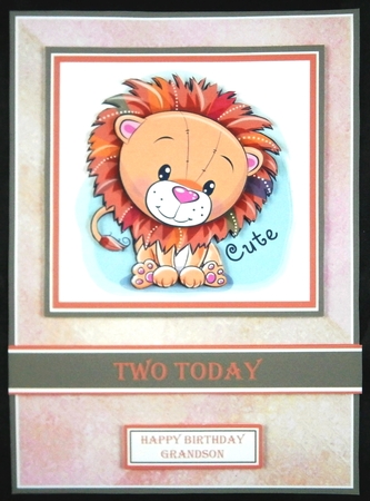 A5 Cute Lion Card Front Topper & Decoupage Layer with Sentiments  by Linda Short