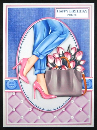 A5 Trendy Lady Card Front Topper and sentiments  by Linda Short