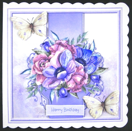 Anemones and butterfly 7x7 by Linda Short