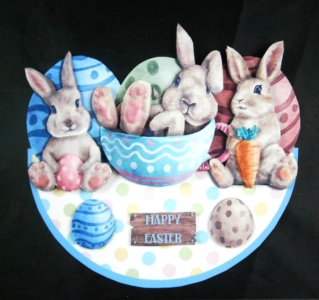 EASTER BUNNIES rocker card by Linda Short
