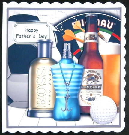 Male Birthday or Fathers Day, Beer, Aftershave and Sports by Linda Short