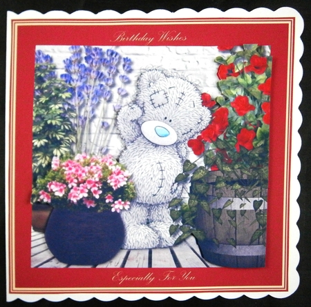 Tatty Teddy with flowers for Birthday or Mothers Day by Linda Short