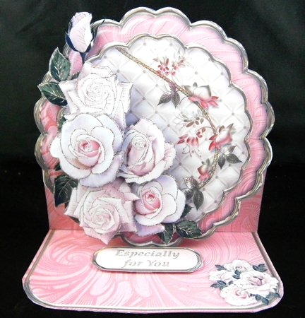 Pink and Gold Roses - Framed Easel Card Mini Kit by Linda Short