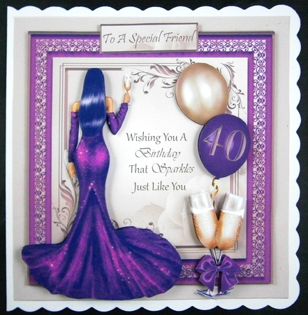 Purple Dress Special Age Card Mini Kit by Linda Short