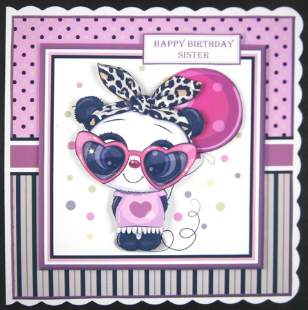 8x8 Panda with a touch of safari Card Front, Tag & Sentiments  by Linda Short