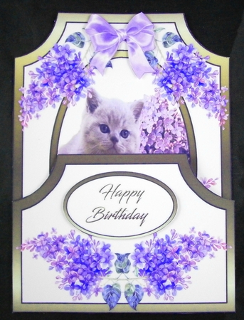 Cutaway Cat with lilacs by Linda Short