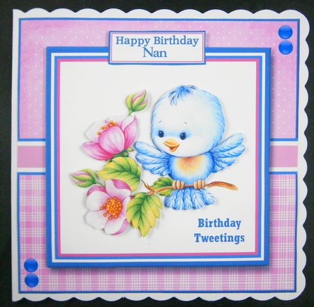 8x8 Sweet Tweety Bird Card Front, Tag & Sentiments  by Linda Short
