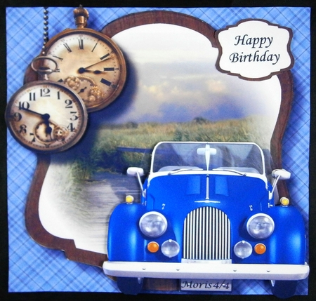 The Vintage Morgan In Blue 8x8 by Linda Short