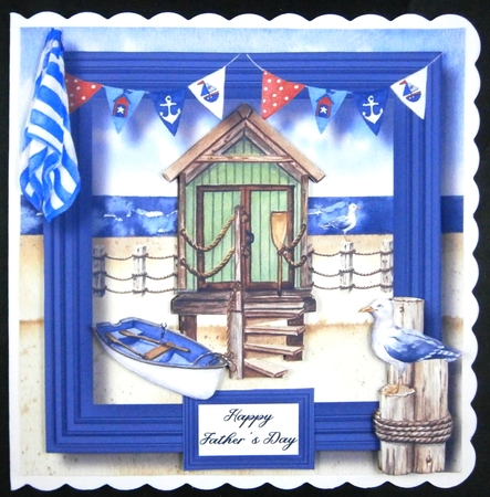 The Beach Hut - Green 8x8 by Linda Short