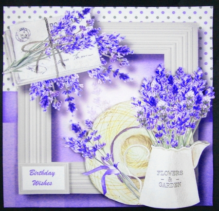 Lavender Letters - Straw Hat & Flower Jug 8x8 by Linda Short