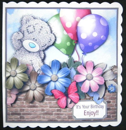 Tatty Teddy with Flowers andBalloons by Linda Short