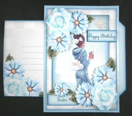 Ladies Various Pink Card with inserts, decoupage and Envelope by Linda Short